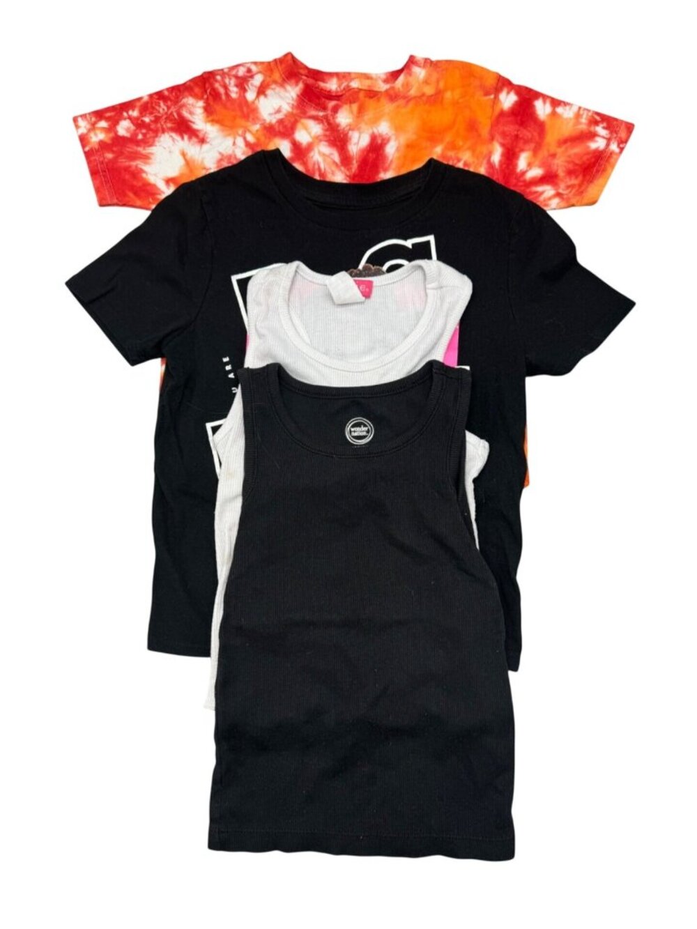 lot of 4 girls shirt size 4-6 tank top T-Shirt Bundle: Graphic & Tie-Dye READ